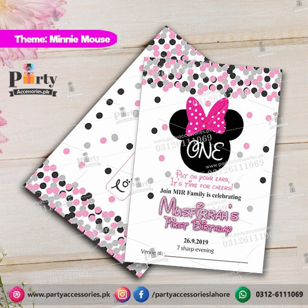 Customized Minnie Mouse theme Party Invitation Cards