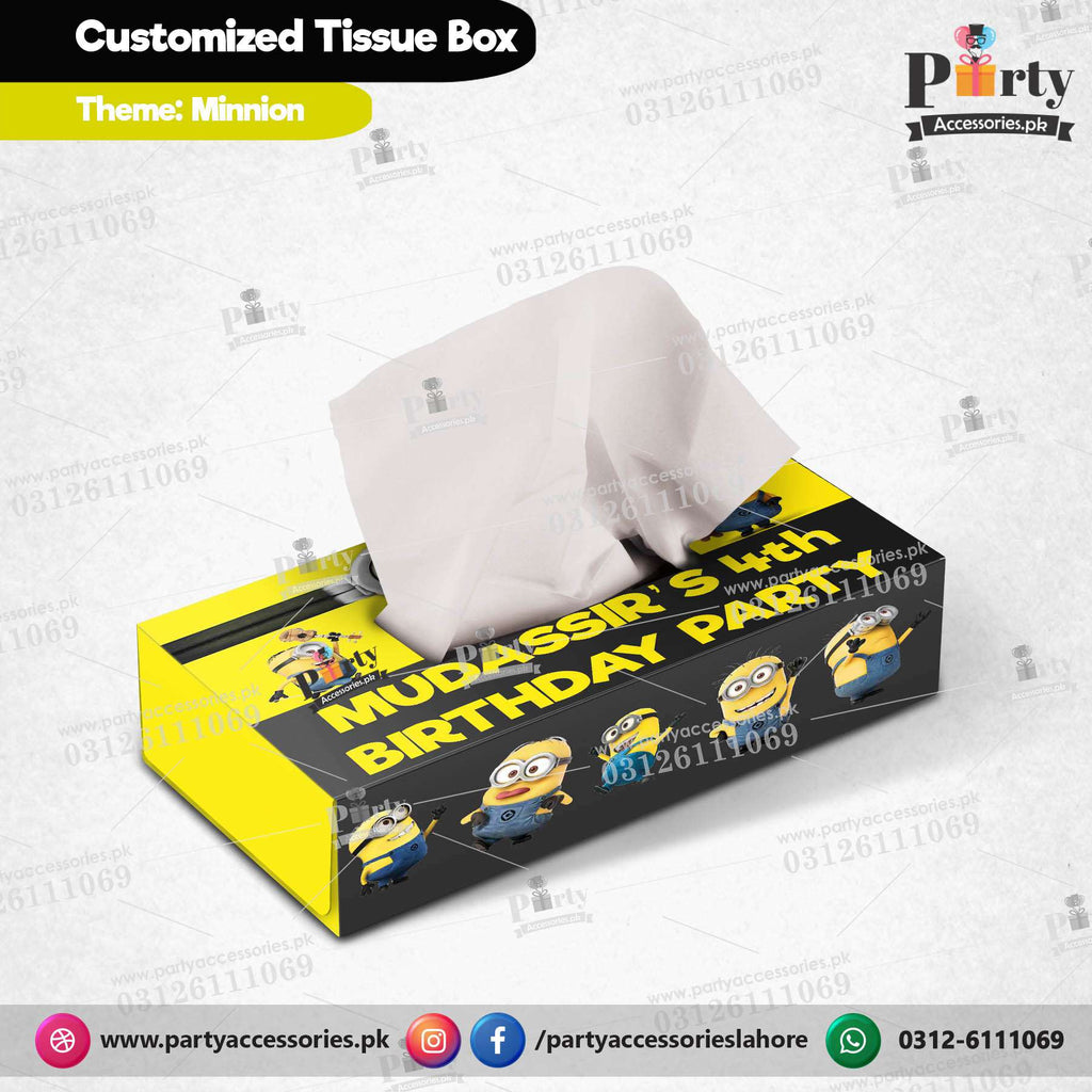 Customized Tissue Box in Minions theme birthday table Decor