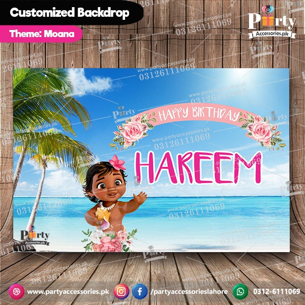 Customized Moana Theme Birthday Backdrop