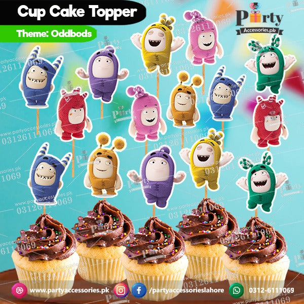 Oddbods theme birthday cupcake toppers set cutouts