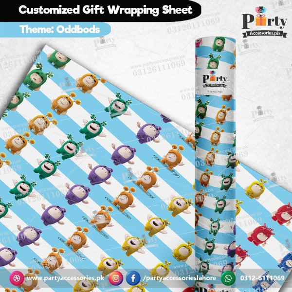 Gift wrapping sheets for Oddbod theme birthday party