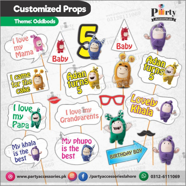 Customized props set for Oddbod theme birthday party