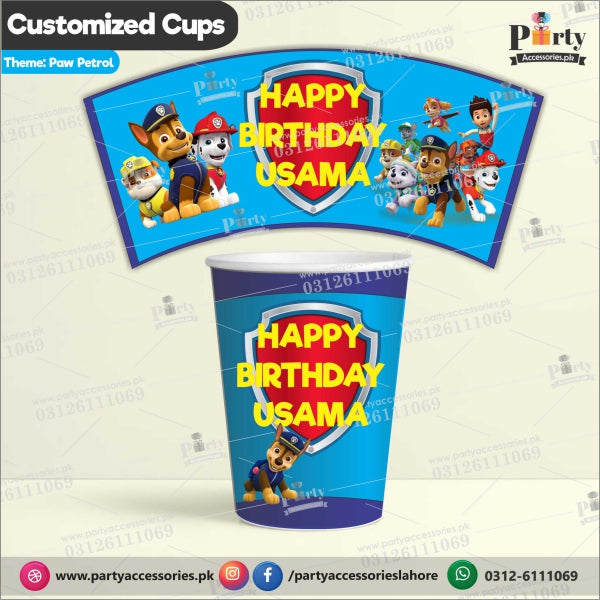 Customized disposable Paper CUPS for PAW Patrol theme party amazon ideas 