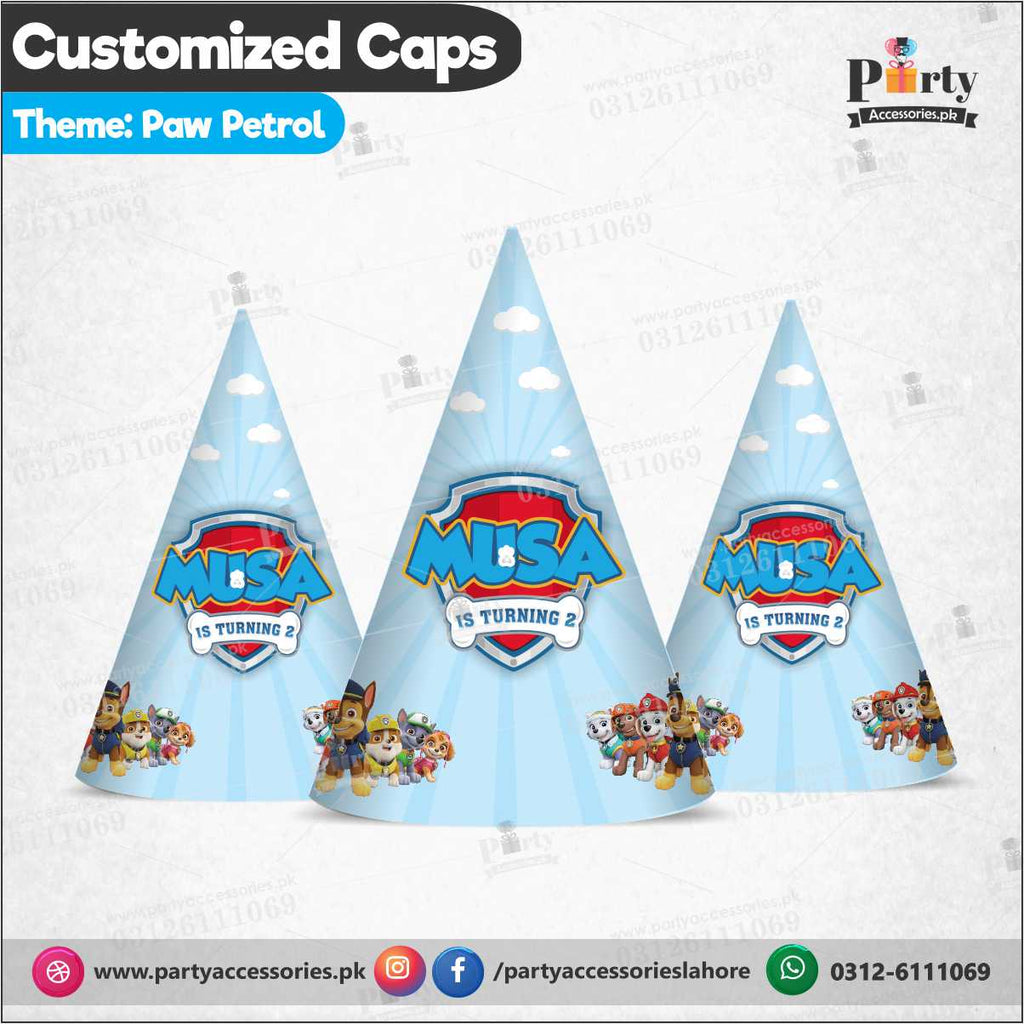 PAW Patrol theme customized cone shape caps for birthday party
