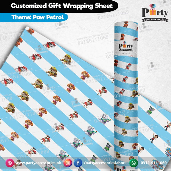 Gift wrapping sheets for PAW Patrol theme birthday party amazon ideas