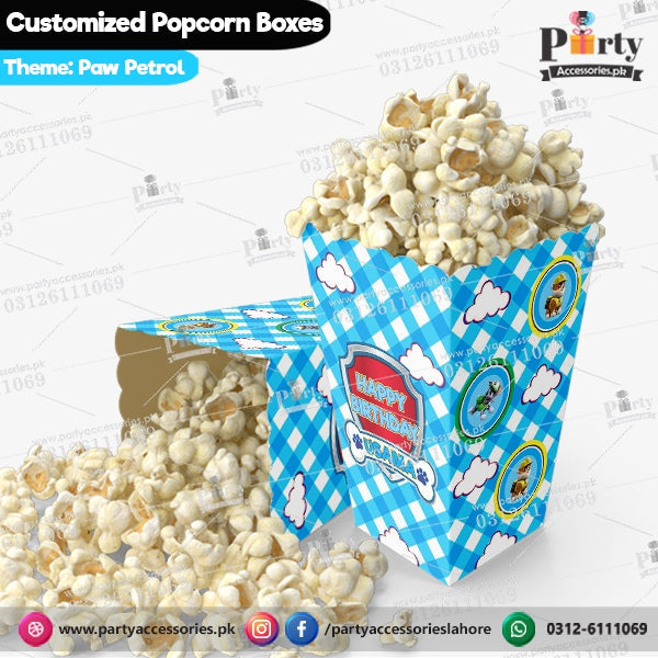 Customized Popcorn boxes for PAW Patrol themed birthday party amazon ideas 