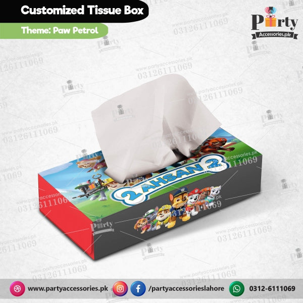 Customized Tissue Box in PAW Patrol theme birthday table Decor amazon ideas