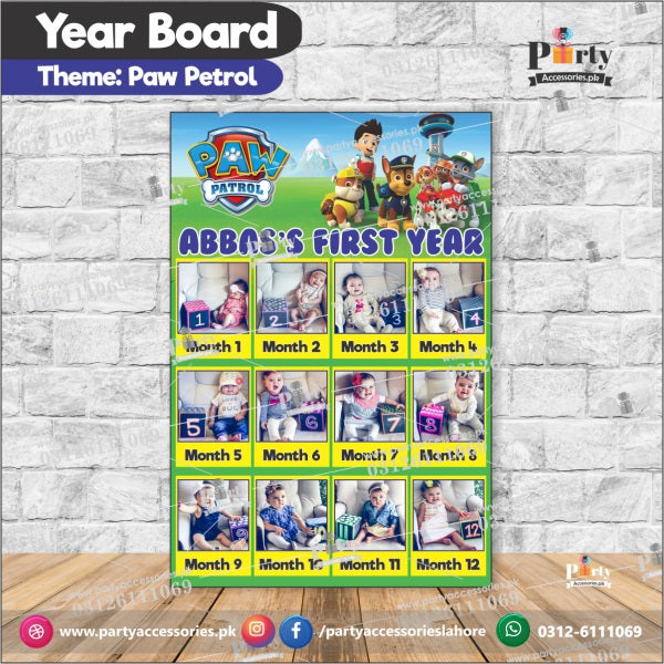 Customized Month wise year Picture board in PAW Patrol theme (year board)