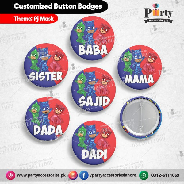 PJ Mask theme Button badges | Party Accessories
