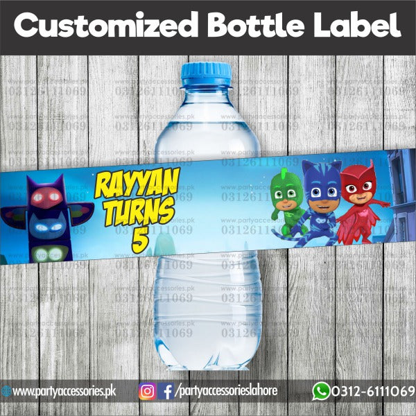 PJ Mask theme Customized Bottle Label wraps for table decoration