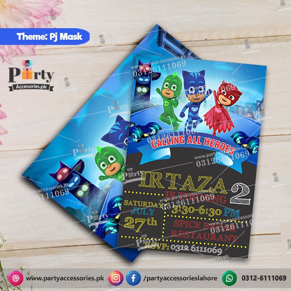 Customized PJ Mask theme Party Invitation Cards for birthday parties