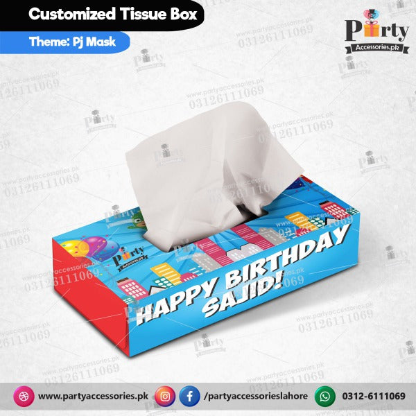 Customized Tissue Box PJ Mask theme birthday table Decor