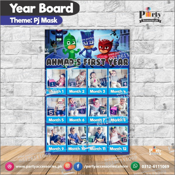 Customized Month wise year Picture board in PJ Mask theme (year board)
