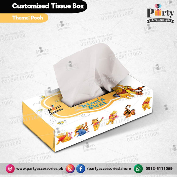 Customized Tissue Box in Pooh theme birthday table Decor