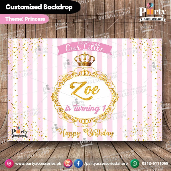 Customized Disney Princess Theme Birthday Backdrop Banner 