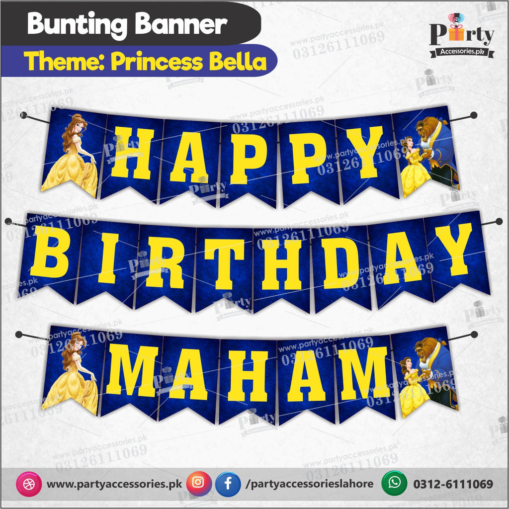Customized beauty and the beast theme Birthday Bunting Banner