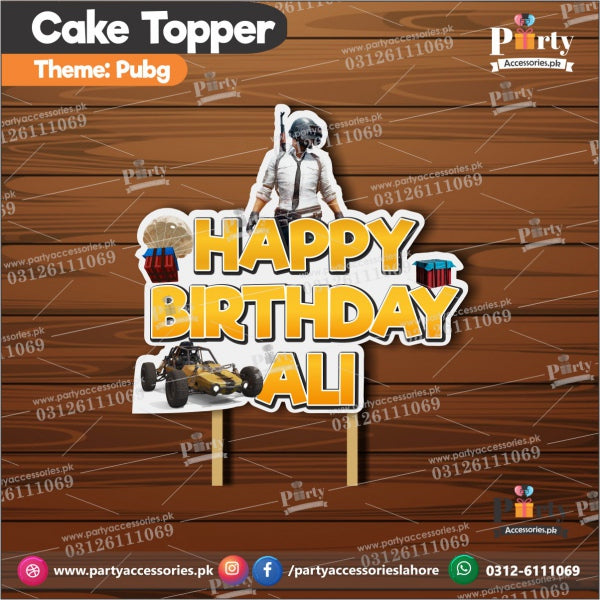PUBG theme birthday cake topper customized on card