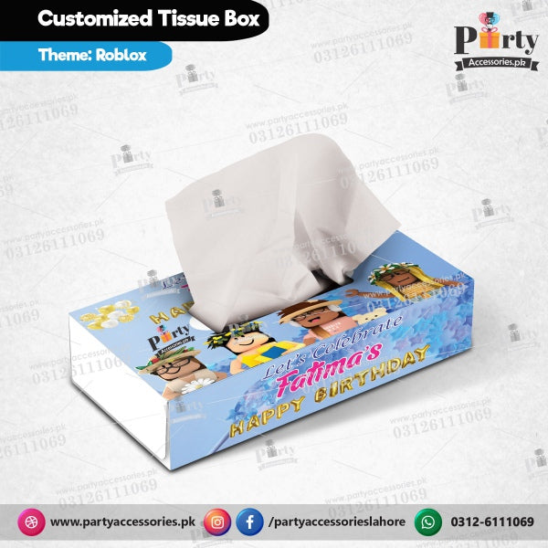 Customized Tissue Box Roblox theme birthday table Decor