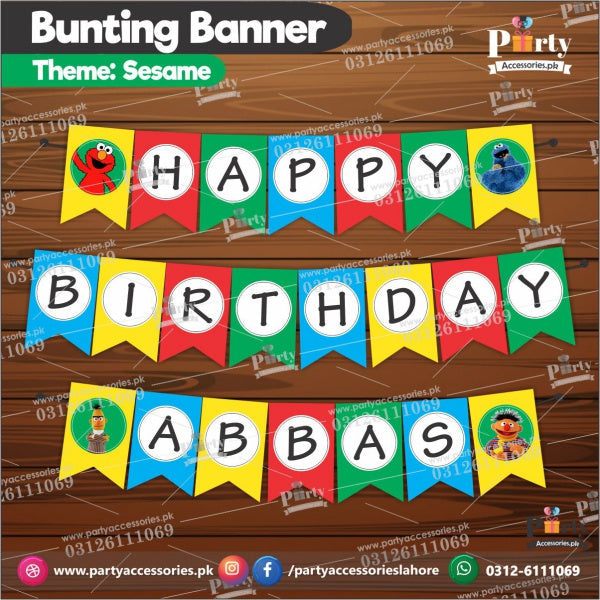Customized Sesame Street theme Birthday Bunting Banner for Birthday