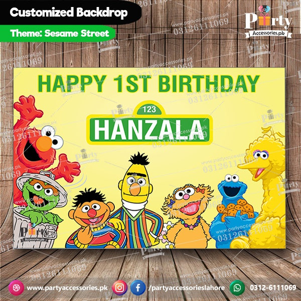 Customized Sesame Street Theme Birthday Party Backdrop