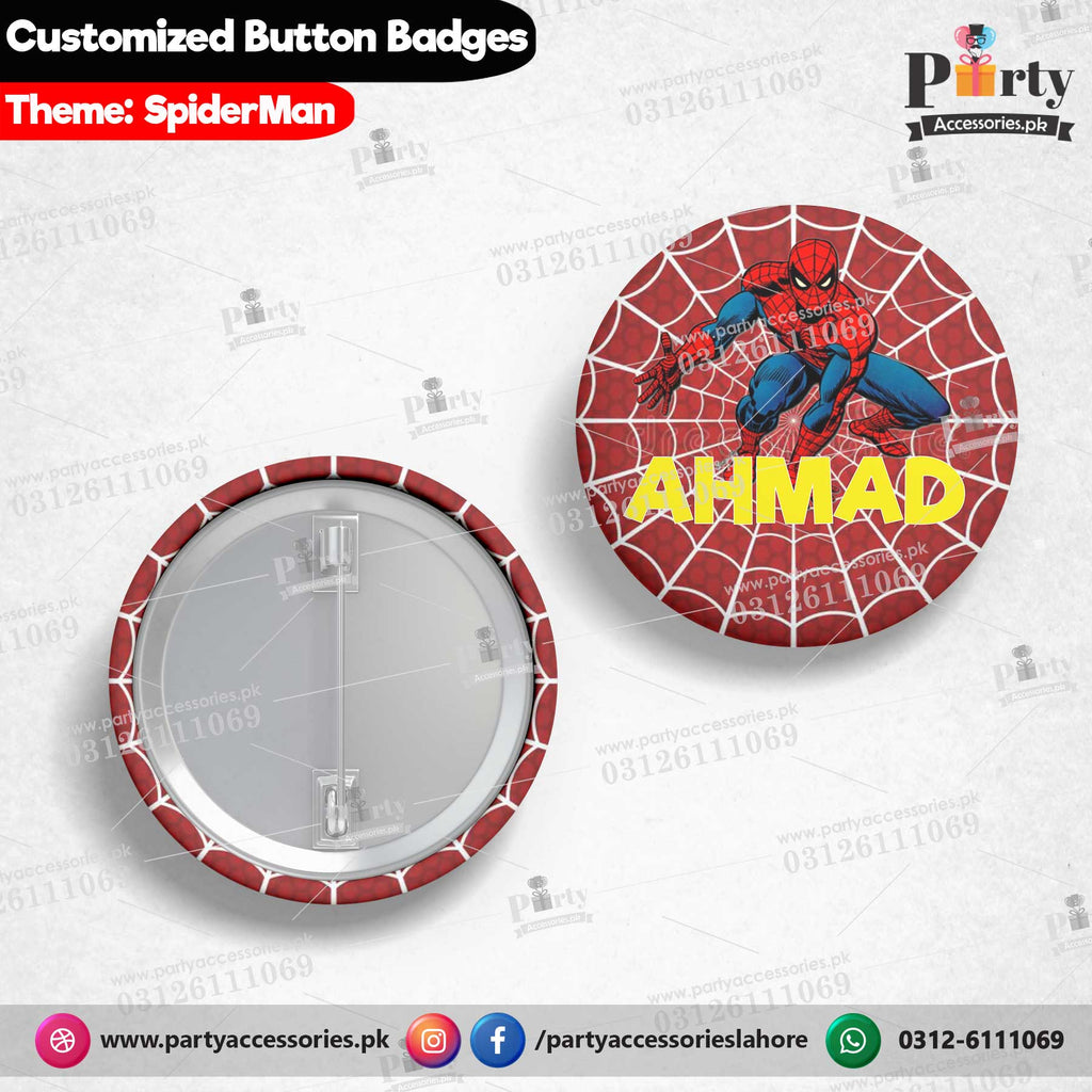 Spiderman theme birthday Customized button badge