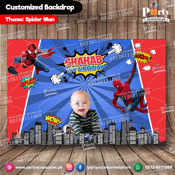 Spider-Man Theme Customized Birthday Party Backdrop