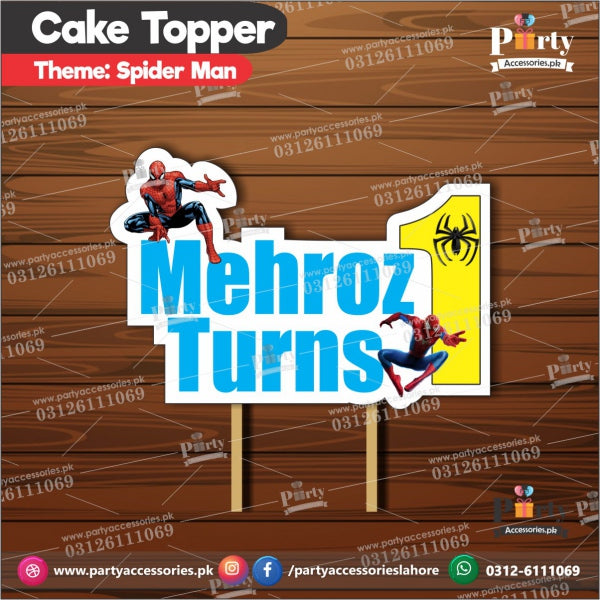 Customized card cake topper for birthday in Spider Man theme
