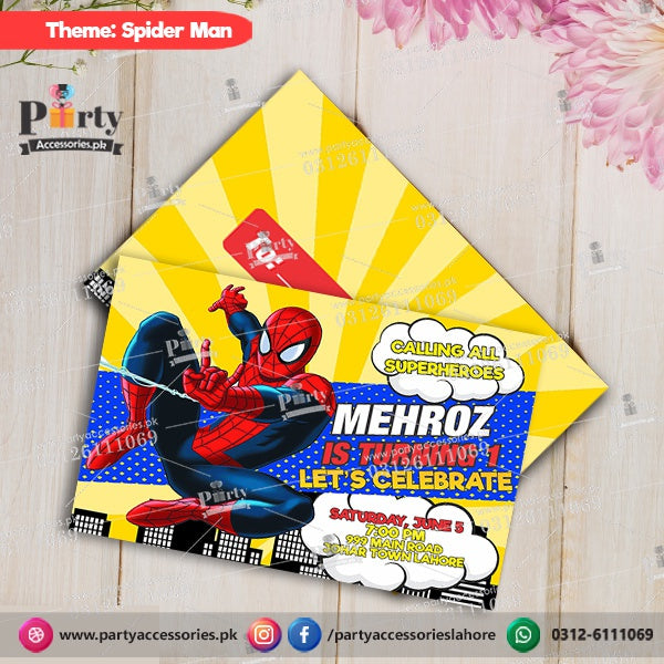 Customized Spider-Man theme Party Invitation Cards