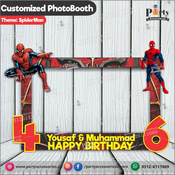 Customized Photo Booth / selfie frame for Spider Man theme party