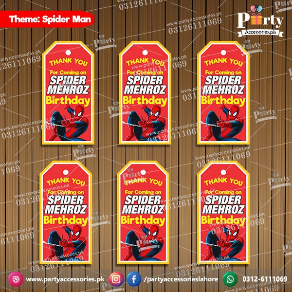 Customized Gift / Thank you tags in Spider Man theme