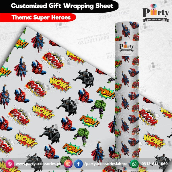 Super hero avengers theme  Birthday gift wrapping sheets for party