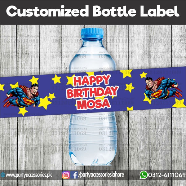 Superman theme Customized Bottle Label wraps for table decoration