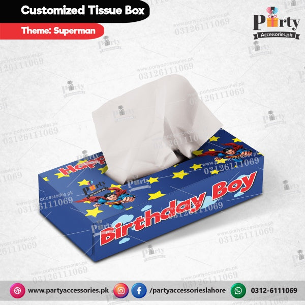 Customized Tissue Box Superman theme birthday table Decor