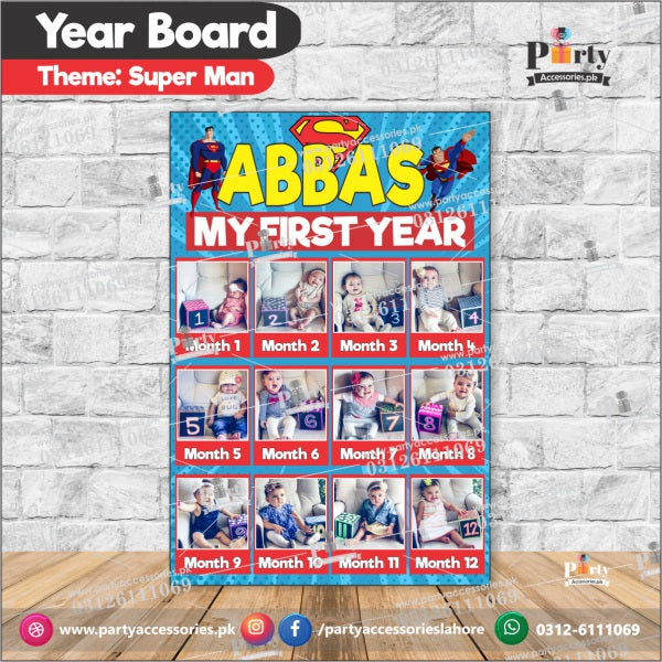 Customized Month wise year Picture board in Superman theme (year board)