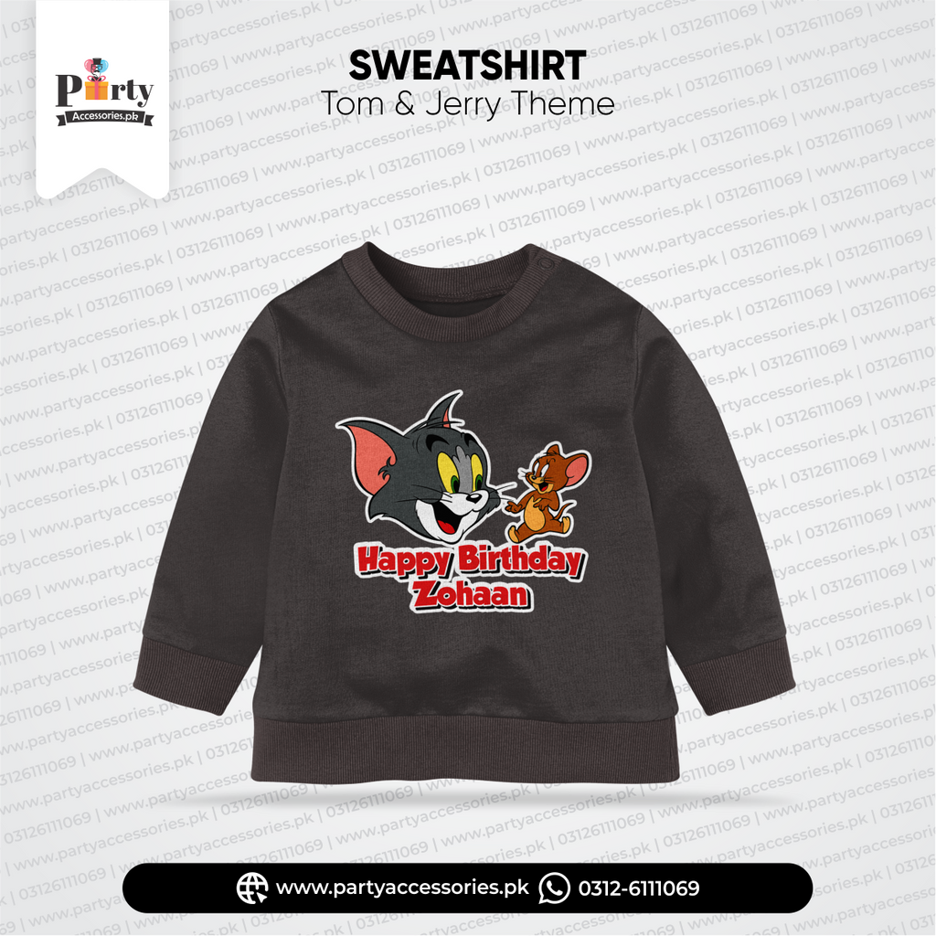 TOM AND JERRY THEME BIRTHDAY CUSTOMIZED SWEAT SHIRT IN BLACK COLOR 