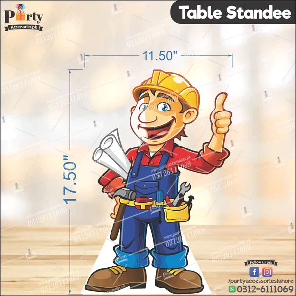 CONSTRUCTION THEME LABOURER STANDING CUTOUT