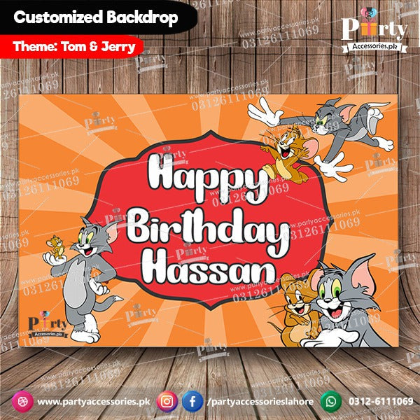 Customized Tom and Jerry Theme Birthday Party Backdrop