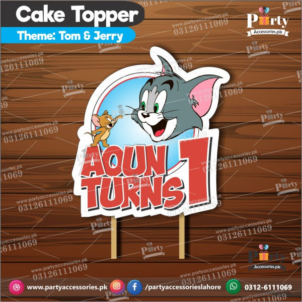 Customized card cake topper for birthday in Tom and Jerry theme