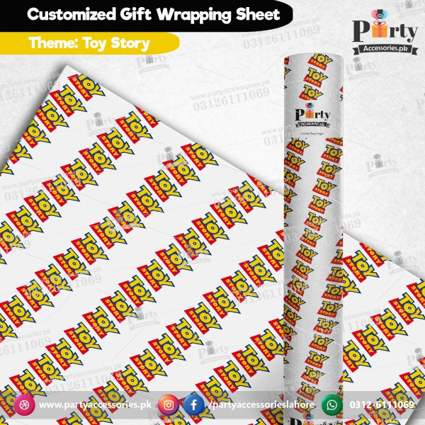 Gift wrapping sheets for Toy Story theme birthday party