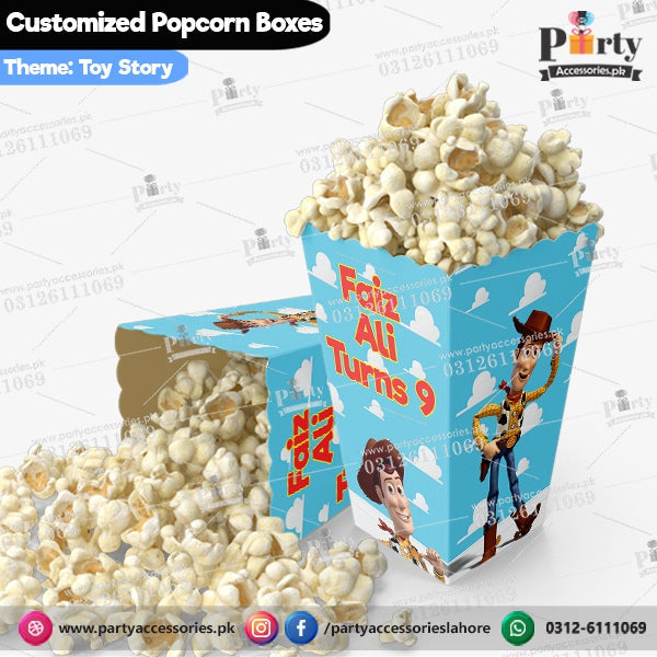 Customized Popcorn boxes for Toy Story themed birthday party
