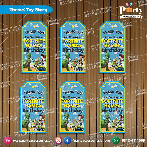 Customized Gift tags / Thank you tags in Toy Story theme for Birthday Parties