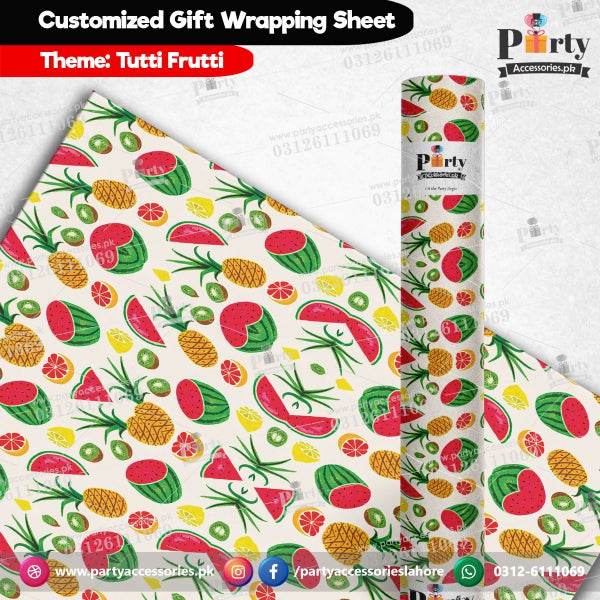 Gift wrapping sheet in tutti Fruiti theme