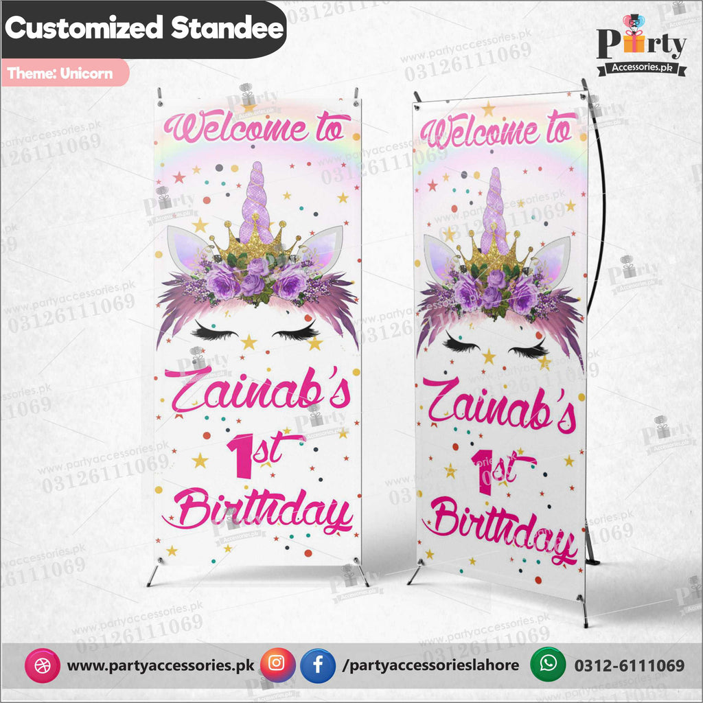 Customized Welcome Standee for Unicorn theme party