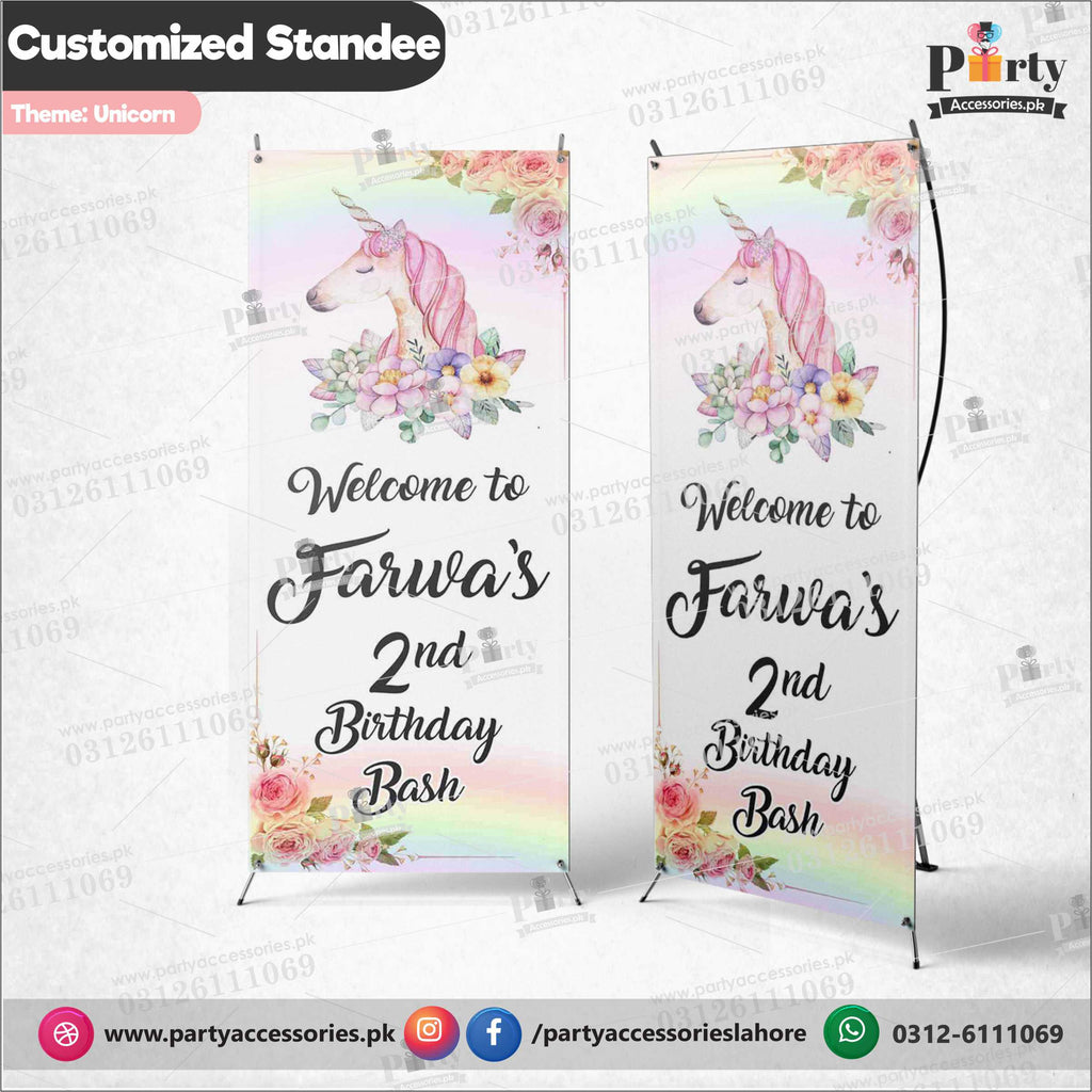 Customized Welcome Standee for Unicorn theme party