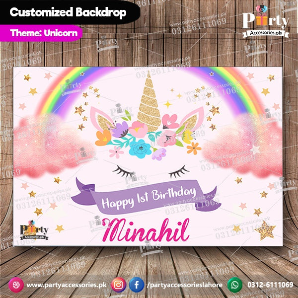 Customized UNICORN Theme Birthday Party Backdrop