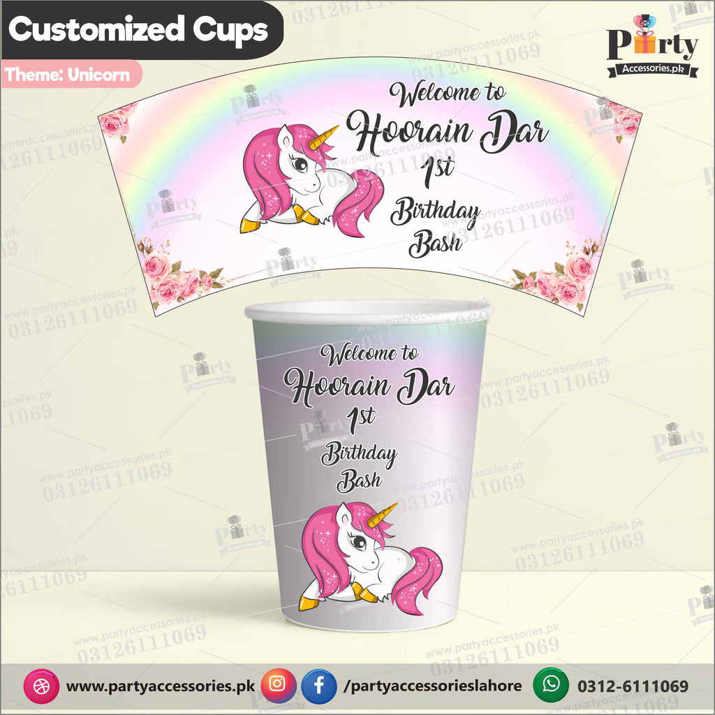 Customized disposable Paper CUPS for Unicorn theme party 