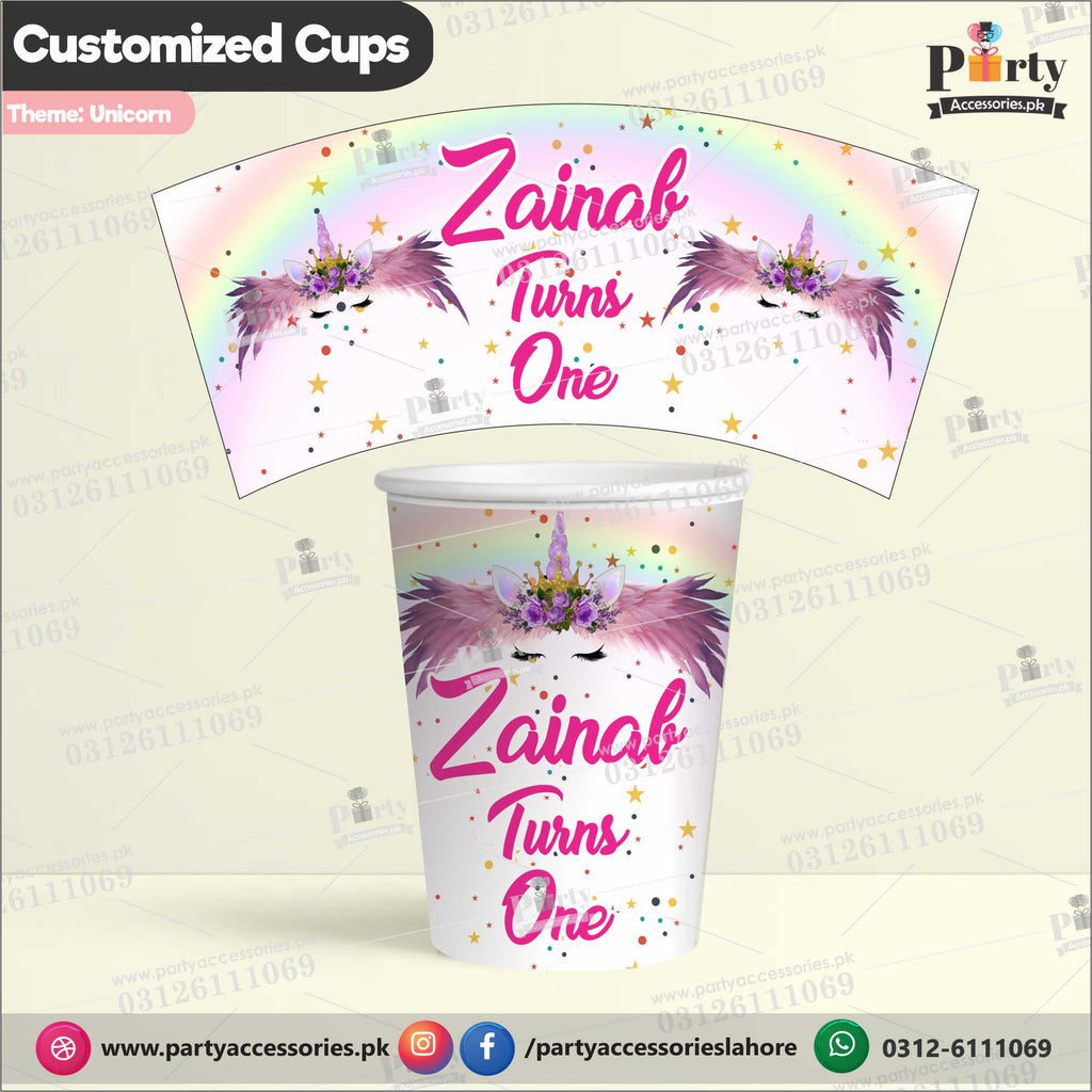 Customized disposable Paper CUPS for Unicorn theme party 