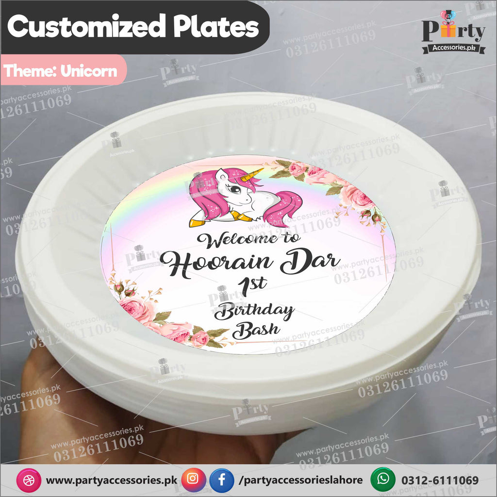 Customized disposable Paper Plates for Unicorn theme party 