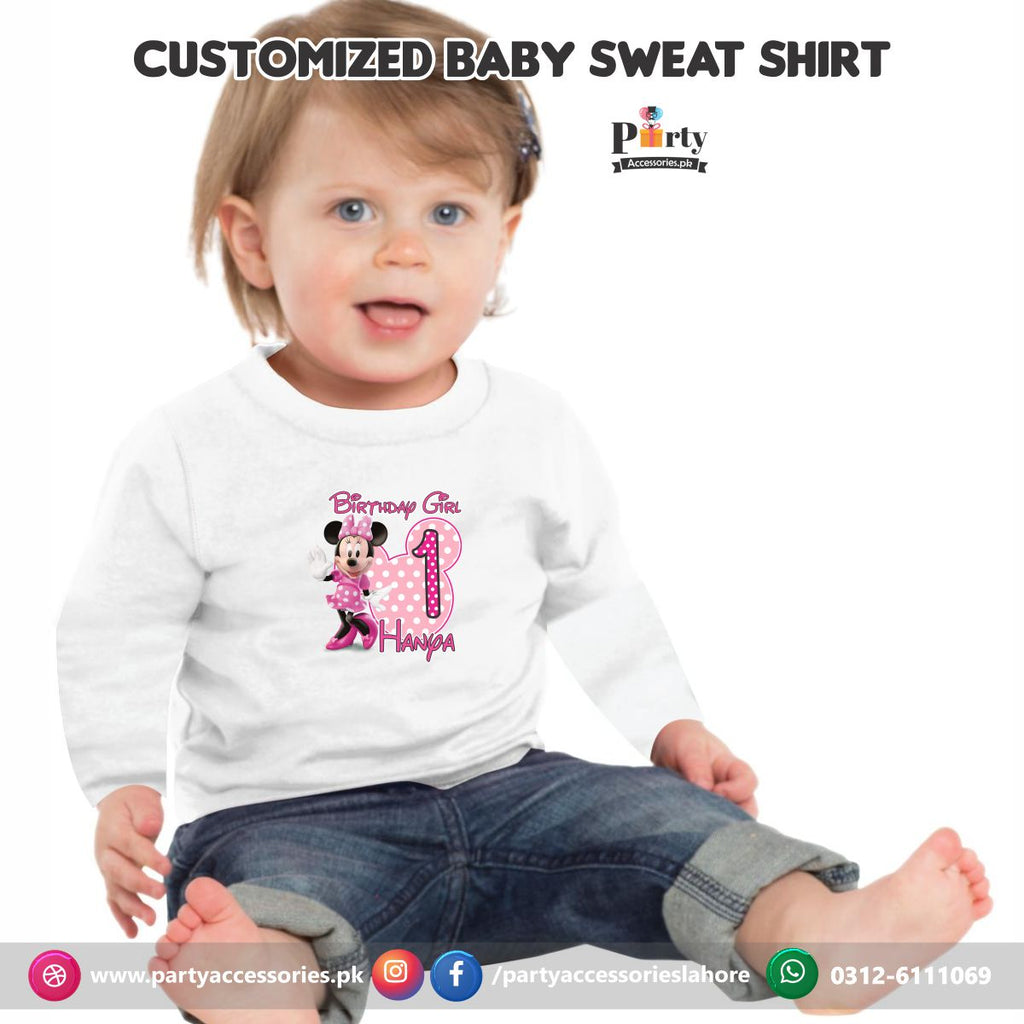 Minnie mouse theme customized birthday sweat shirt for kids party celebration